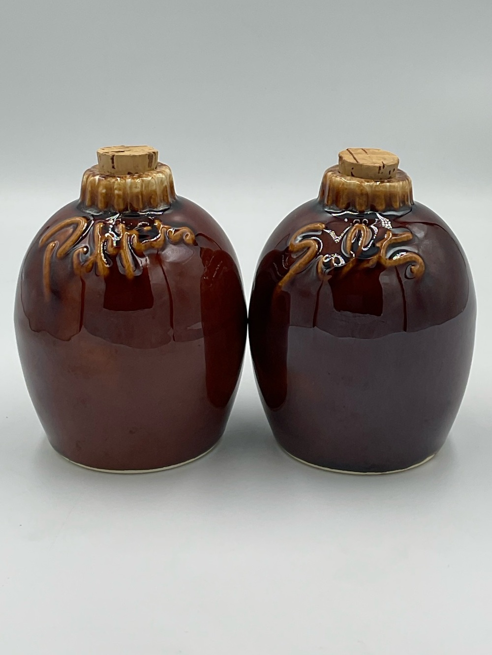 Vintage Hull Brown Drip “Jug” Salt & Pepper Shakers
